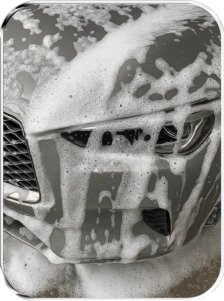 car in soapy foam